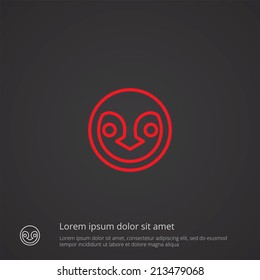 penguin outline thin symbol, red on dark background, logo editable, creative template 
