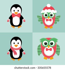 penguin and owl set