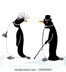 Penguin pair on ice