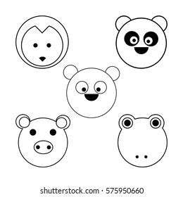 Penguin, panda , bear, pig, frog icon