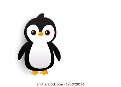 Penguin paper craft of animals, vector art and illustration. Teaching materials concept