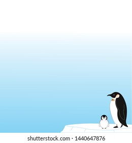 Penguin parent and child on a cool white background２