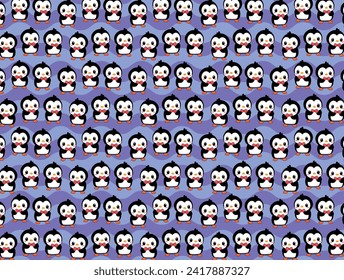 Penguin pattern, illustration, vector texture and background