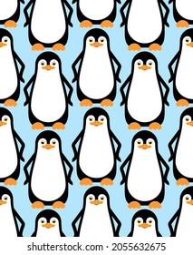 Penguin pattern seamless. flightless seabird background. vector texture. Baby fabric ornament