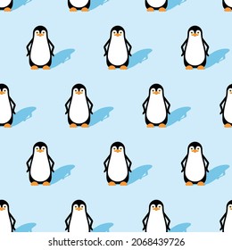Penguin pattern seamless. flightless seabird background. vector texture. Baby fabric ornament