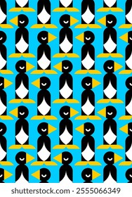 Penguin Pattern seamless. North Pole Bird Background