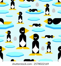 Penguin Pattern seamless. North Pole Bird Background