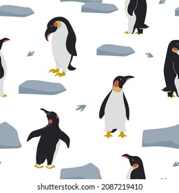 Penguin pattern. Vector seamless texture.