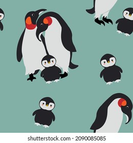 Penguin pattern. Vector seamless texture.