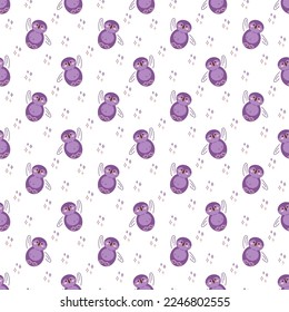Penguin pattern2. Seamless pattern with cute penguin character and stars. Cartoon color vector illustration.