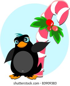 Penguin with Peppermint Sugar Cane