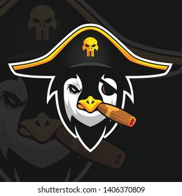 Penguin pirate logo in e sports style 