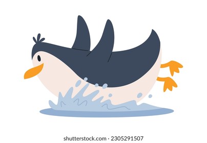 Penguin Play With Water Vector Illustration