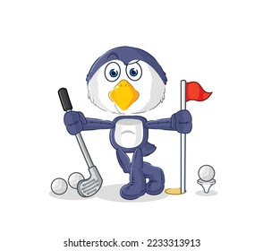 the penguin playing golf vector. cartoon character