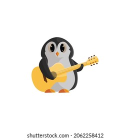 penguin playing guitar Illustration Template Design