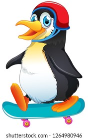A penguin playing skateboard illustration