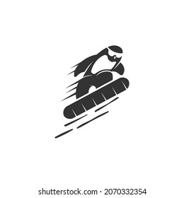 penguin playing snowboard Sport illustration template icon