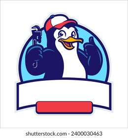 PENGUIN PLUMBING MASCOT LOGO TEMPLATE