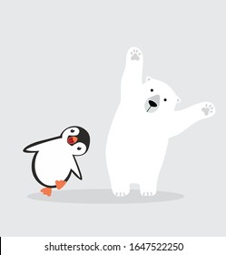 penguin with polar bear vector