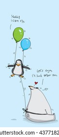 Penguin and Polar Bear Vector.