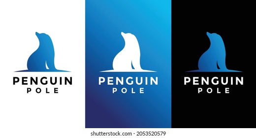 penguin pole logo design vector