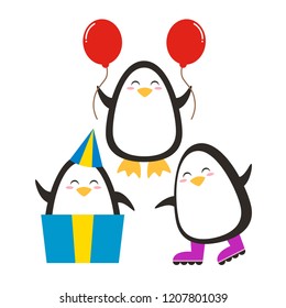 Penguin pose character illustration
