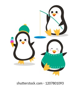 Penguin pose character illustration