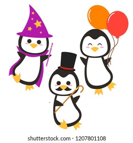 Penguin pose character illustration