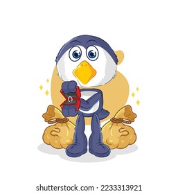 the penguin propose with ring. cartoon mascot vector