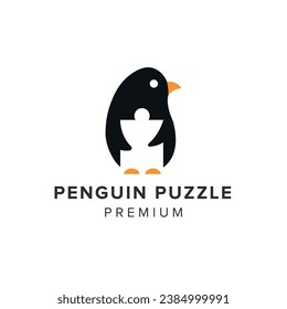 penguin puzzle logo vector icon illustration