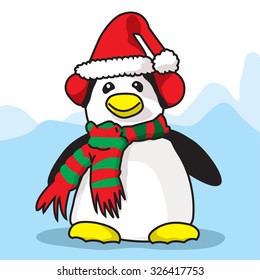 Penguin ready for Cristmas time - A vector illustration