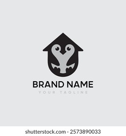 penguin real-estate home vector logo concept