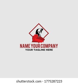 Pingüino en diseño de logo de alfombra roja