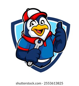 Penguin repair mascot logo isolated