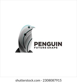 penguin robot gradient logo design illustration