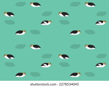 Penguin Royal Cute Cartoon Poses Seamless Wallpaper Background
