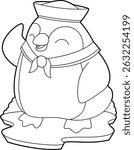Penguin Sailor Sailor hat Animal Vector Graphic Art Illustration
