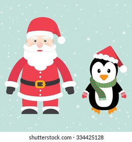 penguin and santa claus