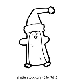 penguin in santa hat cartoon