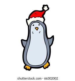 penguin in santa hat cartoon