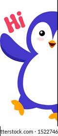 Penguin saying hi, illustration, vector on white background.