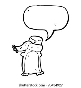 pingüino con caricatura de bufanda