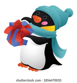 Penguin with scarf icon. Cartoon of penguin with scarf vector icon for web design isolated on white background