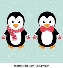 penguin with a scarf and tie