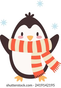 Penguin With Scarf Vector Illustration