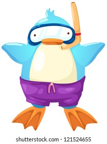 penguin scuba diver  vector