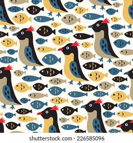 Penguin seamless background. Vector illustration.