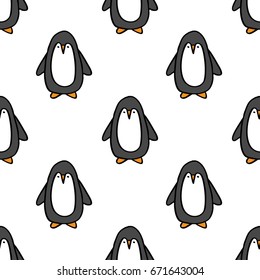 penguin seamless doodle pattern