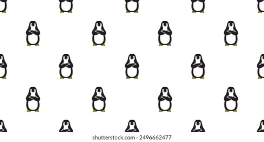 penguin seamless pattern arms crossed cartoon bird doodle gift wrapping paper repeat wallpaper tile background illustration isolated design