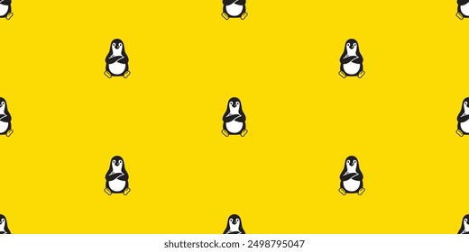 penguin seamless pattern arms crossed sitting cartoon bird doodle gift wrapping paper repeat wallpaper tile background illustration isolated design